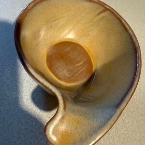 Handcrafted Vintage Ceramic Home Art Bowl in Warm Brown and Cream